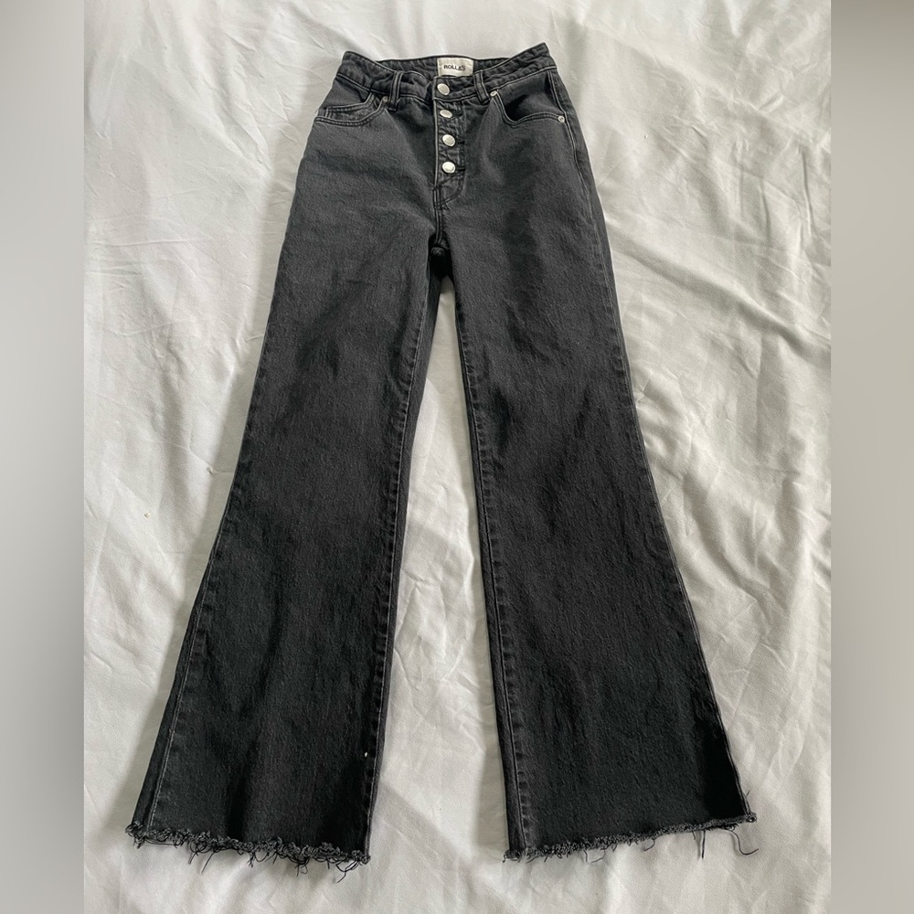 ROLLA'S Black High-Rise Flare Jeans